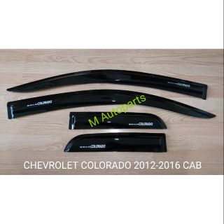 คิ้ว​กันสาด​ประตู​ดำ​ทึบ​มีโลโก้​ CHEVROLET​ COLORADO​ 2012 2013 2014 2015 2016 CAB / เชฟโรเลต โคโรลาโด้