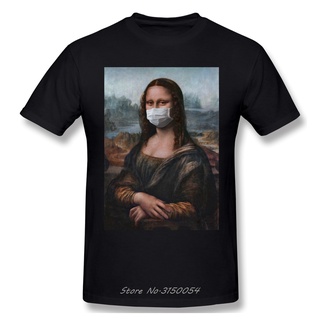 2021 ฤดูร้อนผ้าฝ้ายเสื้อยืดผู้ชาย Mona Lisa ตลก Monalisa Mask Tshirt ยอดนิยมทั้งหมดตรงกับ topsS-5XL