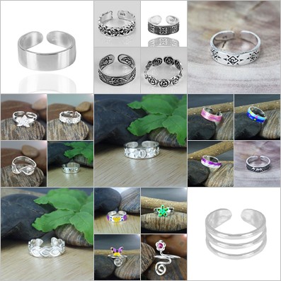 120 บาท MT แหวนนิ้วเท้าเงินแท้  แหวนนิ้วก้อย แหวนข้อนิ้ว ขัดเงา งานเคลือบสีEnamel งานรมดำ รวมดีไซน์ 925 Sterling Silver Toe Ring (strmix1) MT Jewelry มณีธารา Fashion Accessories