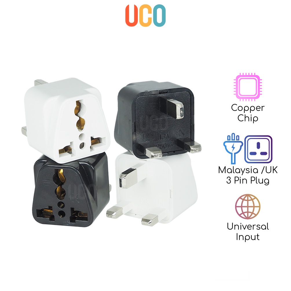Travel Adapter อะแดปเตอร์สากล 3 Pin UK ปลั๊กไฟ Mini แปลงสําหรับต่างประเทศ US AU EU UK (2 ชิ้น)