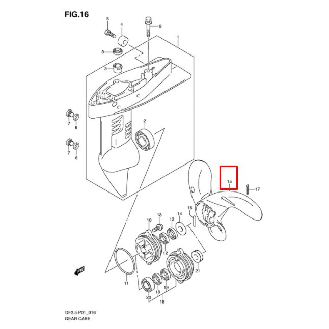 58111-97J00-019  PROPELLER (3X7-1/2X5-1/4) ใบพัด (3X7-1/2X5-1/4) เครื่องยนต์เรือซุซุกิ Suzuki 58111-