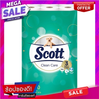 สก๊อตต์คลีนแคร์กระดาษชำระหนา 3ชั้น แพค 30ม้วน Scott Clean Care Thick Toilet Paper 3 Ply Pack 30 Rolls