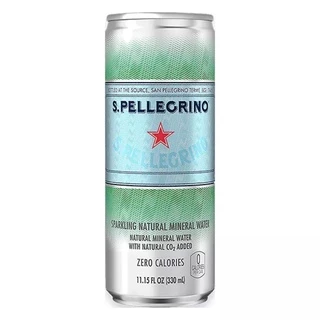 🌟พร้อมส่ง🌟San Pellegrino Sparkling Mineral Water Can 330 ml 24 กระป๋อง น้ำแร่อัดแก๊สธรรมชาติ ขนาด 330 ml กระป๋อง