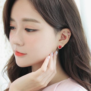 ต่างหูติดหูรูปหัวใจ - KOREA EARRING ก้านเงินแท้ 92.5 % ต่างหูนำเข้าจากเกาหลี ต่างหูแฟชั่นผู้หญิง 18E353