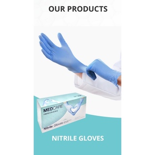 MEDCARE (เมดแคร์) ถุงมือยางไนไตร สีฟ้า MEDCARE  ไม่มีแป้ง