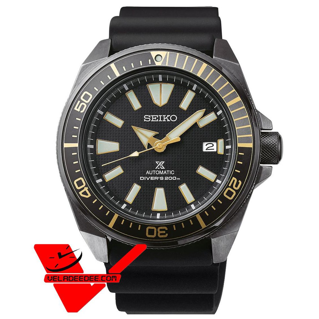 Veladeedee Seiko Samurai Prospex นาฬิกาข้อมือผู้ชาย สายยาง ตัวเรือนสแตนเลสสีดำ รุ่น SRPB55K1
