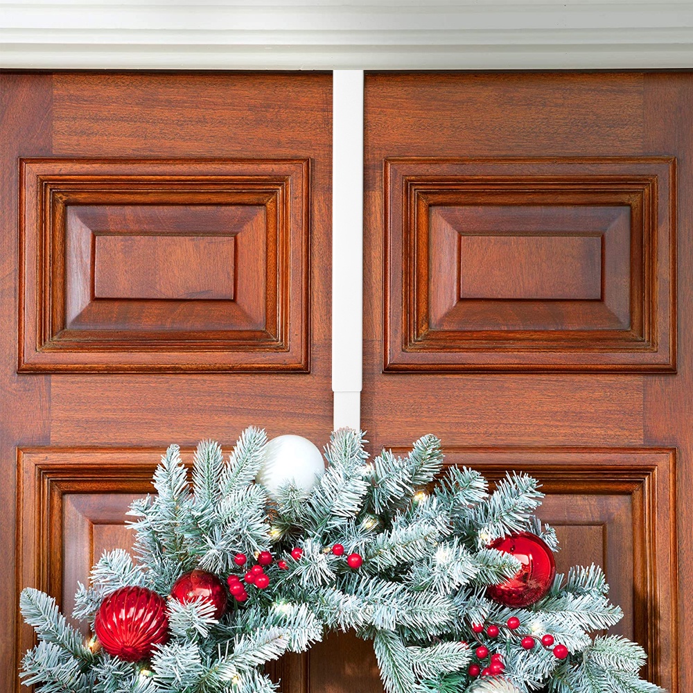 พวงหรีดโลหะ ตะขอ แบบปรับได้ สําหรับแขวนประตูด้านหน้า คริสต์มาส ที่แขวนพวงหรีด - รูปที่ 4