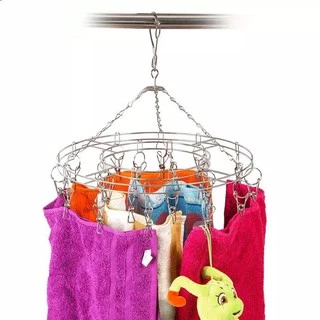 OMUDA_SHOP ที่หนีบผ้าราวหนีบผ้าสแตนเลสแบบกลม 20 ตัวหนีบ