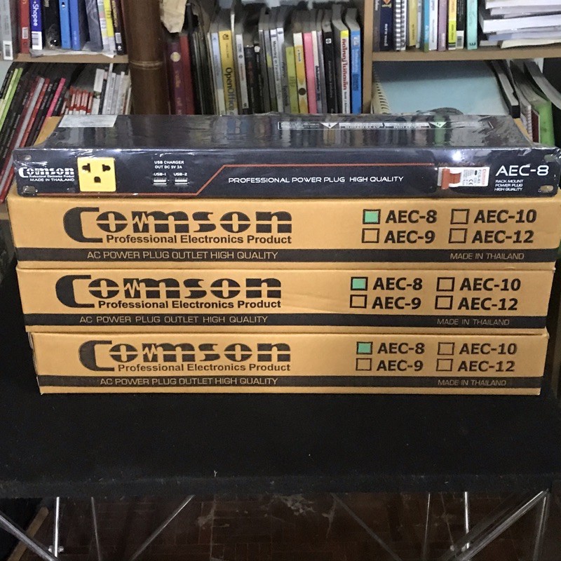 COMSON AEC-8 ปลั๊กไฟใส่ตู้ RACK ปลั๊ก 8ช่อง มีช่อง USB 2 ช่องด้านหน้า