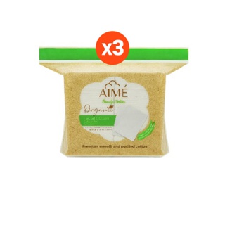 AIME Facial Cotton Pad Organic 60sheet, เอเม่ สำลีแผ่นทำความสะอาดผิวหน้าออกานิก ( 3 ห่อ)
