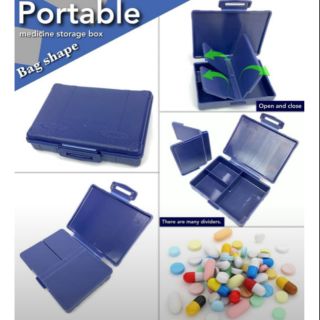 Portable Box กล่องเก็บยา 3 ช่องแบ่งขนาดพกพา พลาสติกแข็ง ABS ทนทาน