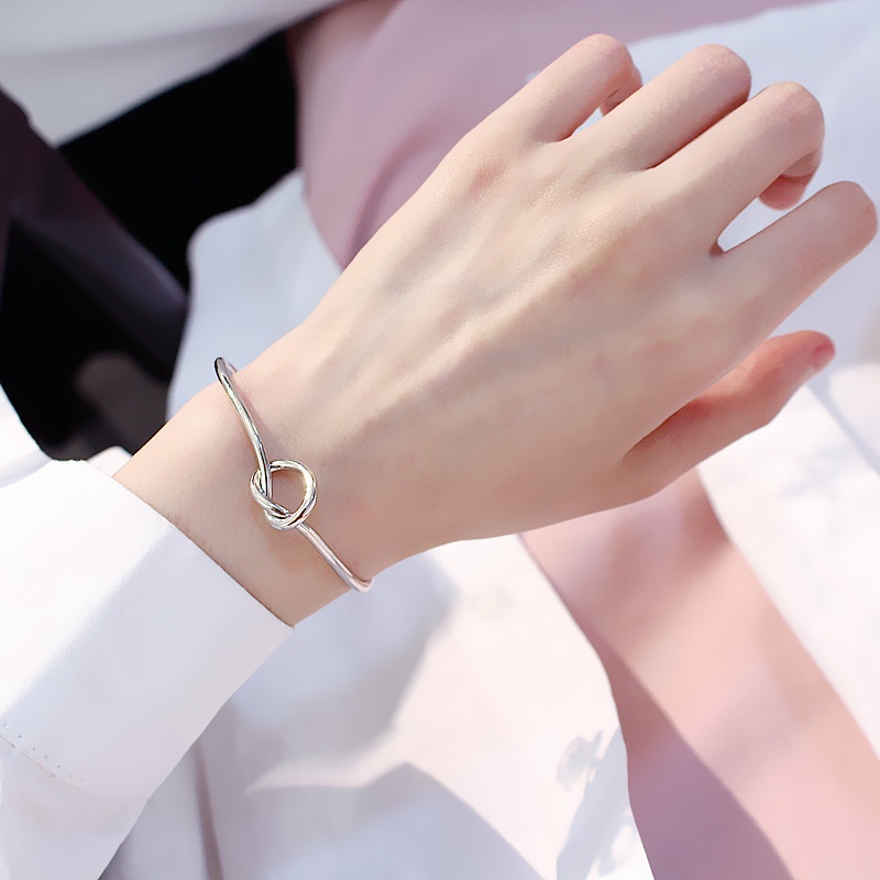 สร้อยข้อมือโลหะรักสําหรับผู้หญิงเปิดกําไลข้อมือโรสโกลด์ ราคา ถูกที่สุด ดีลบีเคเค แกลเลอรีภาพที่ 6