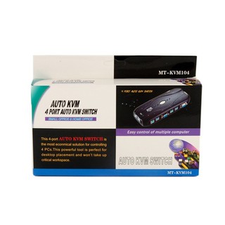 KVM 4 Port Auto Selector VGA Print Switch Box (สีดำ)