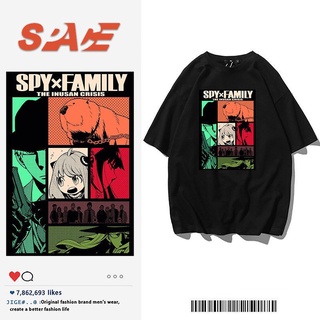 เสื้อทหาร เสื้อยืดแขนสั้น พิมพ์ลายการ์ตูนอนิเมะ Spy x Family ทรงหลวม สไตล์สตรีท สําหรับเด็กนักเรียน