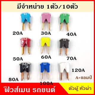 VERA ฟิวส์เมน ตัวผู้ ขาตรง หัวผ่า (10ชิ้น) FUSE MAIN 20A 30A 40A 50A 60A 70A 80A 100A 120A ฟิวส์เสียบ ฟิวส์รถยนต์ ราคา