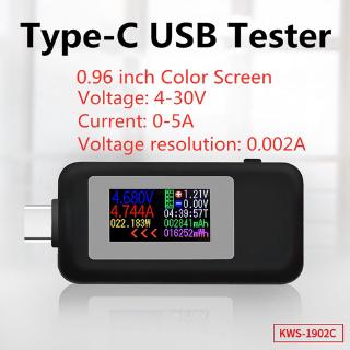 เครื่องตรวจจับแบตเตอรี่มือถือ 10 in 1 Type-C Tester 0-5A กระแสไฟฟ้า DC 4-30V แรงดันชาร์จ USB ทดสอบมิเตอร์ไฟฟ้า