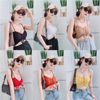 🌜9tothemoon.bkk🌛 ส่งไว 1-2 วัน ♡ เสื้อ สายเดี่ยว จั้มพ์อกด้านหน้าขยุ้มๆ ไหมพรม เซ็กซี่มาก l เสื้อผ้า แฟชั่น สายฝอ สายเกา