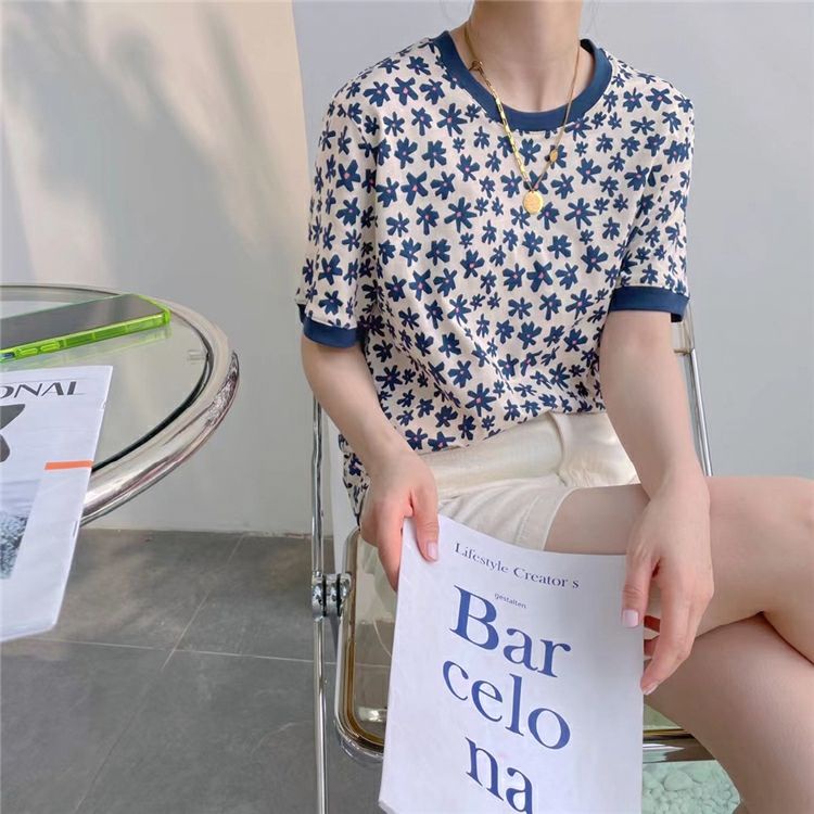 QKshop 🎉เสื้อยืดคอกลมแขนสั้นพิมพ์ลายดอกไม้🔥💞 น่ารักมากๆ  ใส่สบายไม่ร้อน✨ เหมาะกับสาวๆทุกวัย🌈 - รูปที่ 5