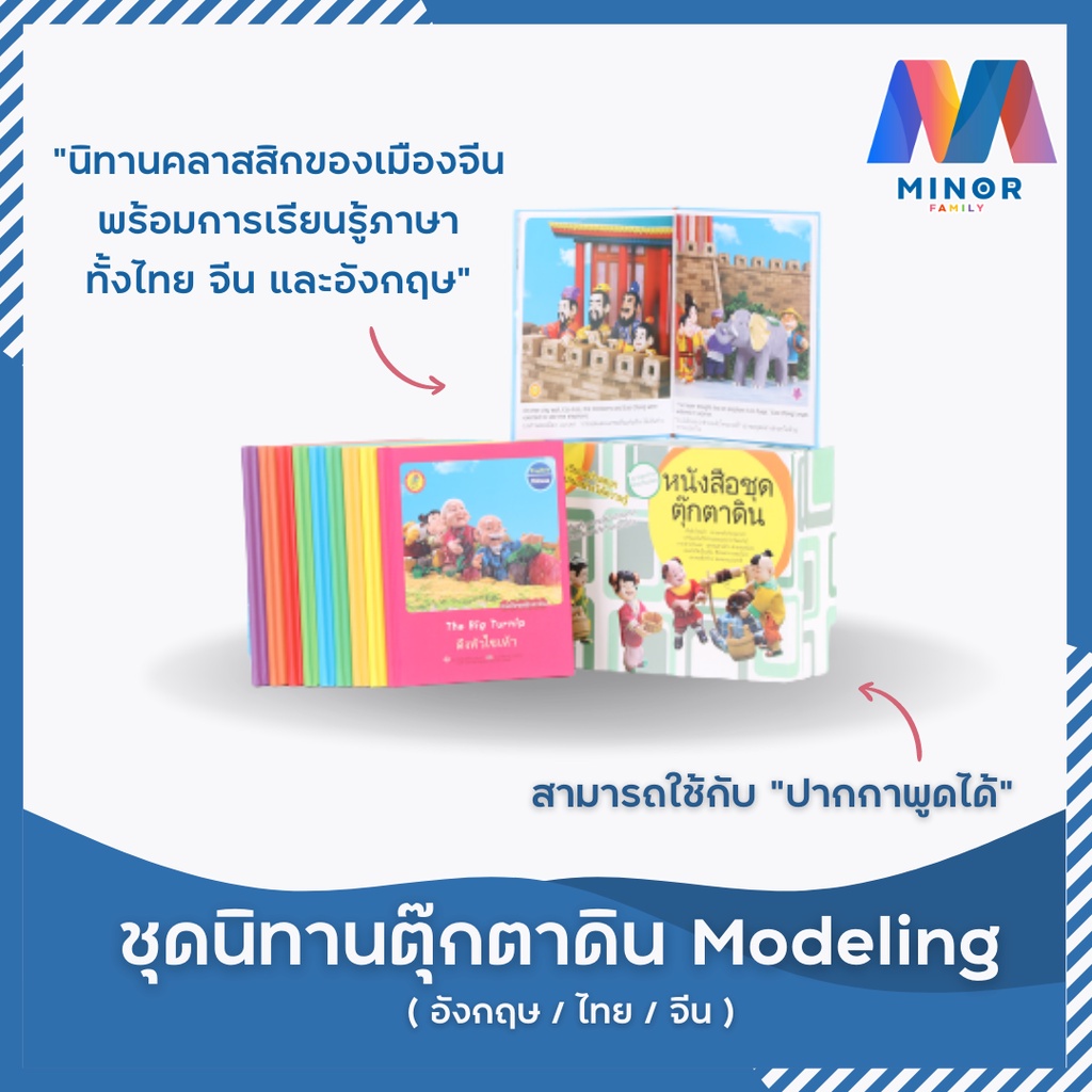 หนังสือนิทานสอนภาษาชุดตุ๊กตาดิน Modeling (ไทย/จีน/อังกฤษ) พร้อมฟังเสียงเจ้าของภาษา เมื่อใช้กับปากกาพ