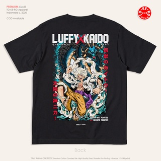 [100% Cotton] 【hot tshirts】เสื้อยืด ลายการ์ตูนอนิเมะ One Piece Luffy Gear 5 Sun God Nika VS Kaido Saiky ღ no Seibutsu สี