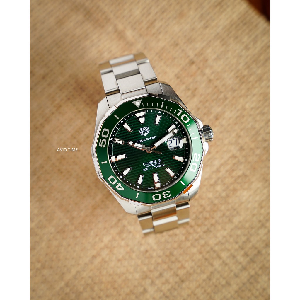 [มือสอง] นาฬิกา แทคฮอยเออร์ Tag Heuer Aquaracer 43mm ออโต้ สีเขียว Hulk ประกันศูนย์ WAY201S [Avid Time ของแท้ 100%]