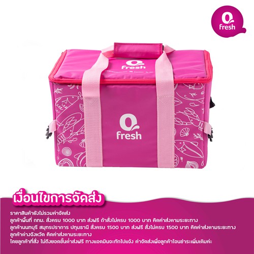 Qfresh กระเป๋าเก็บความเย็นสีชมพู ชนิดพิเศษ ขนาด 24x33.5x20.5ซม. | **จัดส่งฟรีทั่วประเทศ** สามารถนำไปจัดเป็นเซทของขวัญได้