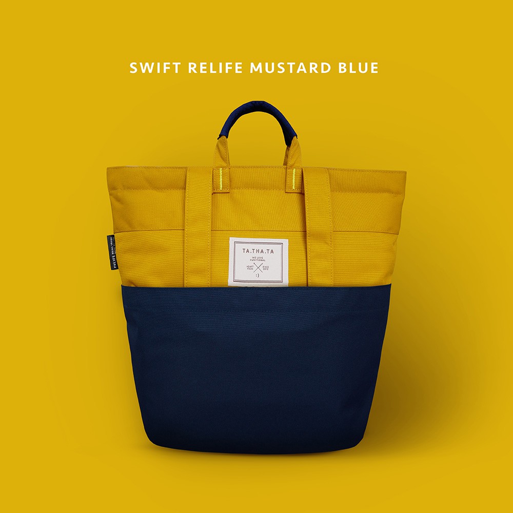 Swift relife mustard blue backpack กระเป๋าเป้ รุ่นสวิฟต์มัสตาร์ดบลู สีเหลืองกรม / กระเป๋าสะพายข้าง