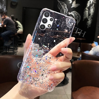 เคสโทรศัพท์ Samsung Galaxy A32 4G 5G Phone Case New 2021 Back Cover Bling Clear Black Green Pink Star Space TPU Soft Casing SamsungA32