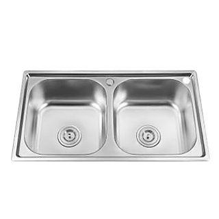 🔥สินค้าขายดี!! อ่างล้างจานฝัง 2 หลุม ZAGIO รุ่น DT7843 ขนาด 78 x 43 x 20 ซม. สีสเตนเลส Kitchen Sinks &amp; Sink Sets