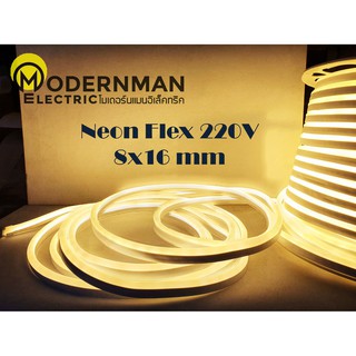 LED ไฟเส้น Neon Flex 220V ไฟ 2 ด้าน รุ่น 120LED/เมตร ขนาด 8x16 ไฟตกแต่ง ดัดงอได้ง่าย ทนแดด ทนฝน ยาว 5 เมตร แถมฟรีปลั๊ก!!