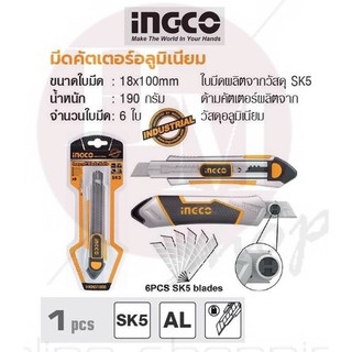 INGCO มีดคัตเตอร์อลูมิเนียม No. HKNS1808