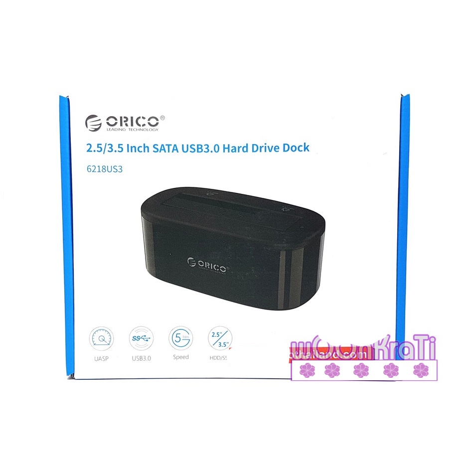 ORICO 6218US3 HDD Docking USB 3.0 โอริโก้ด๊อกกิ้ง สำหรับ HDD/SSD ขนาด 2.5"-3.5" แบบ1ช่อง สีดำ