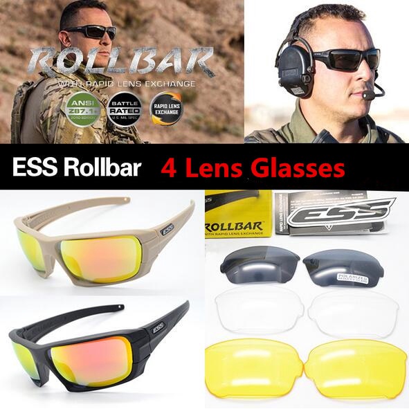 Ess Rollbar 4 เลนส์โพลาไรซ์ แว่นตายุทธวิธี ป้องกันรังสียูวี / แว่นตาทหาร Tr90 / ทหาร / Google / กันน้ํากระสุน / ขี่จักรยาน