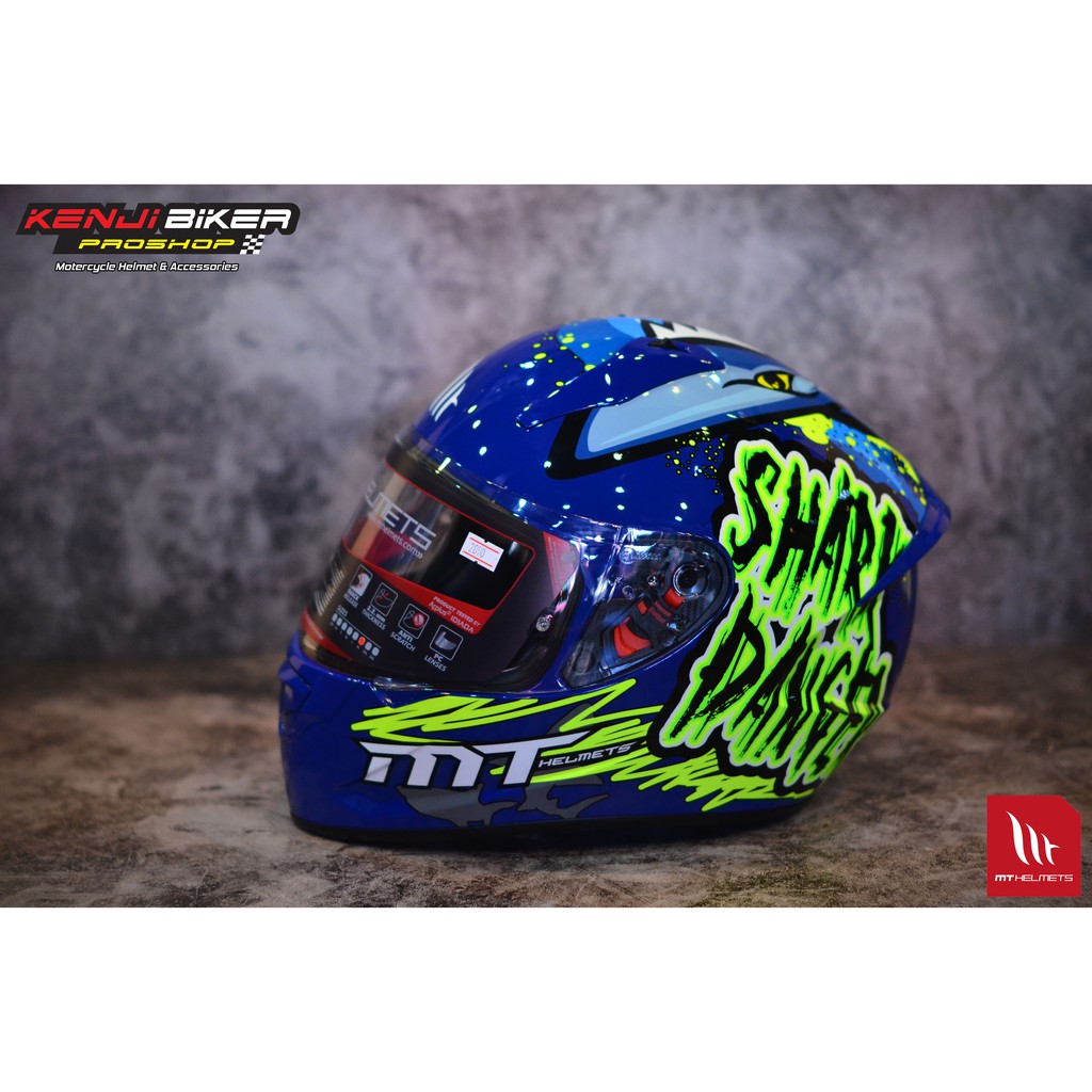 หมวกกันน็อค เต็มใบ MT HELMETS STINGER SHARK GLOSS BLUE ลายใหม่ล่าสุด!! (เงา)