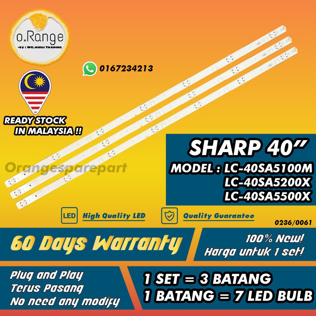 LC-40SA5500X / LC-40SA5100M LC-40SA5200X SHARP 40" ไฟ LED TV BACKLIGHT LC40SA5100 LC40SA5200 LC40SA5
