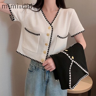 mimi&amp;didi 261 knit *สินค้าพร้อมส่ง* ถักลายหรูหรา ส่งจากกรุงเทพ เสื้อครอปถักลายหรูหราสไตล์เกาหลี