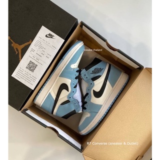 🚩 รองเท้า Air Jordan 1 High Blue สีฟ้า 💙(หนังแท้100%) สินค้าพร้อมกล่องใบเสร็จ รองเท้าผ้าใบ มีเก็บปลายทาง