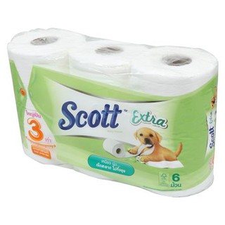 กระดาษชำระ SCOTT EXTRA SP JUMBO ROLL แพ็ค 6 ชิ้น เช็ดสะอาด ไม่ทิ้งขุย