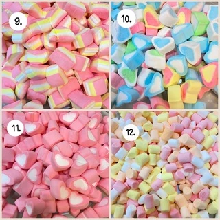 🍡🍡มาร์ชแมลโล่ เกรดพรีเมี่ยม หวานน้อย🍡🍡 ขนาด 100 กรัม รสผลไม้ แต่ละแบบคนละรสชาติ อร่อยมากค่ะเด็กๆชอบ