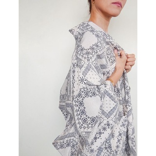 Japanese cotton Kimono robe maxi dress in Pasley