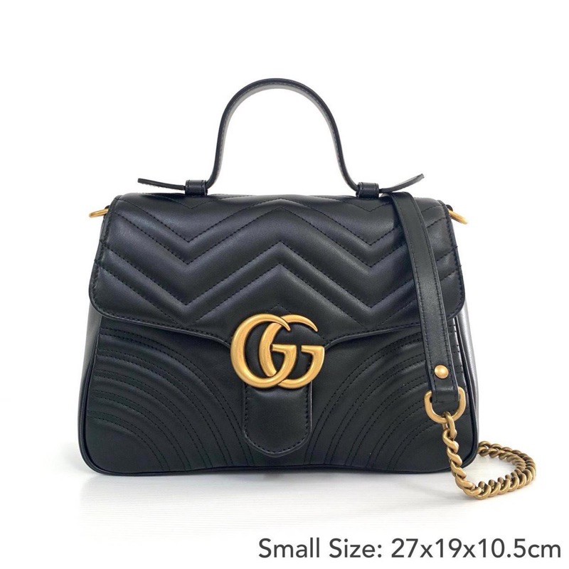 New Gucci Marmont Top Handle Bag Small in Black