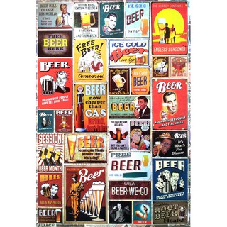 โปสเตอร์ โฆษณา เบียร์ โบราณ Beer Vintage Advertising MIX POSTER 24”x35” Inch American Painting Illustration