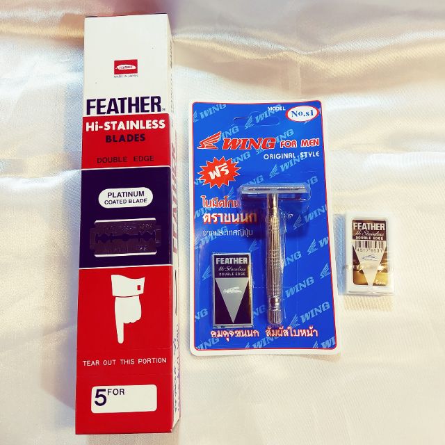 มีดโกนขนนก ใบมีดโกนขนนก มีดโกน พร้อมใบมีดโกนตราขนนก ตรา WING มีดโกน ตราขนนก Feather