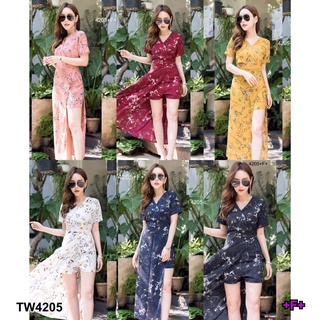 4205 Jumpsuit จั๊มสูทก้านแก้ว คอวีไขว้ Kankaew crossover V-neck jumpsuit