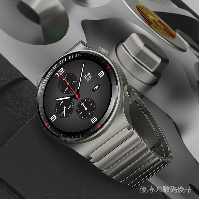 ✆✴☃สายนาฬิกาข้อมือ โลหะไทเทเนียม สีเทา 22 มม. สําหรับ Huawei GT2 pro GT watch ECG Porsche watch Metal 2e Glory magic