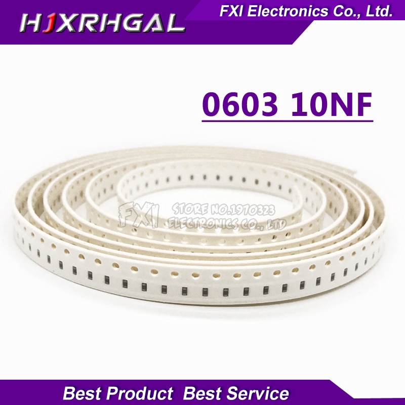 100pcs 10NF X7R Error 10% 50V 0603 103 SMD Thick Film Chip Multilayer Ceramic Capacitor New original