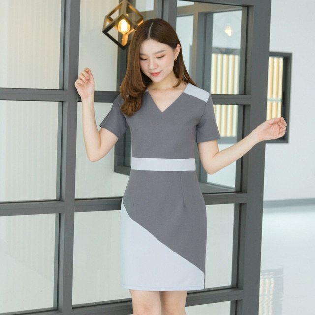 ชุดเดรส แบรนด์ Crayon เรียบหรู เดรสทำงาน เดรสออกงาน