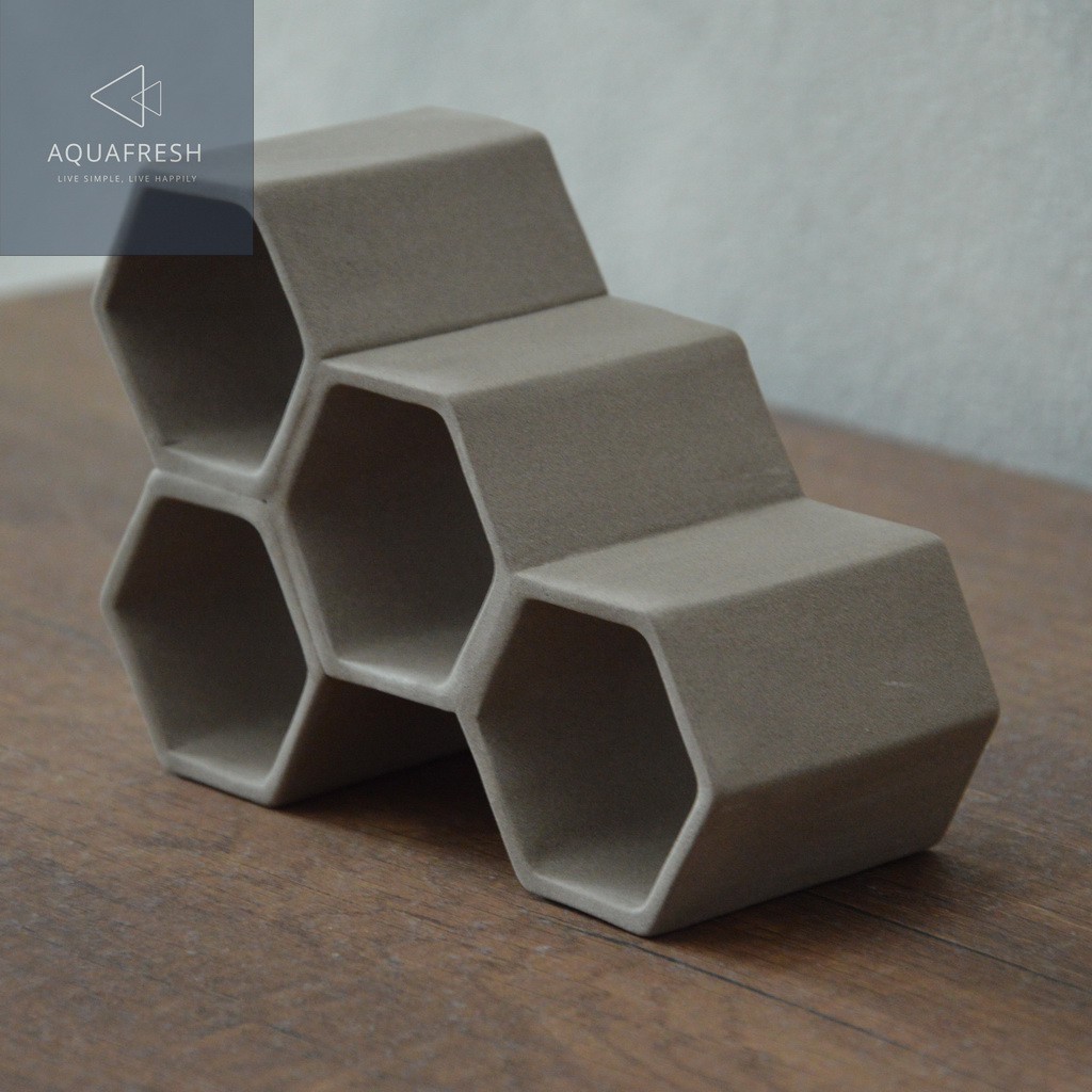 BEEHIVE X4 (M size) เซรามิครูปทรงรังผึ้ง 4 ช่อง ตกแต่งตู้ปลา เป็นบ้านกุ้ง/ปลา - รูปที่ 5