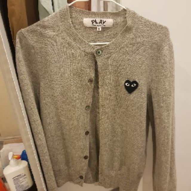 used* แท้! comme des garcons cardigan in grey size S
