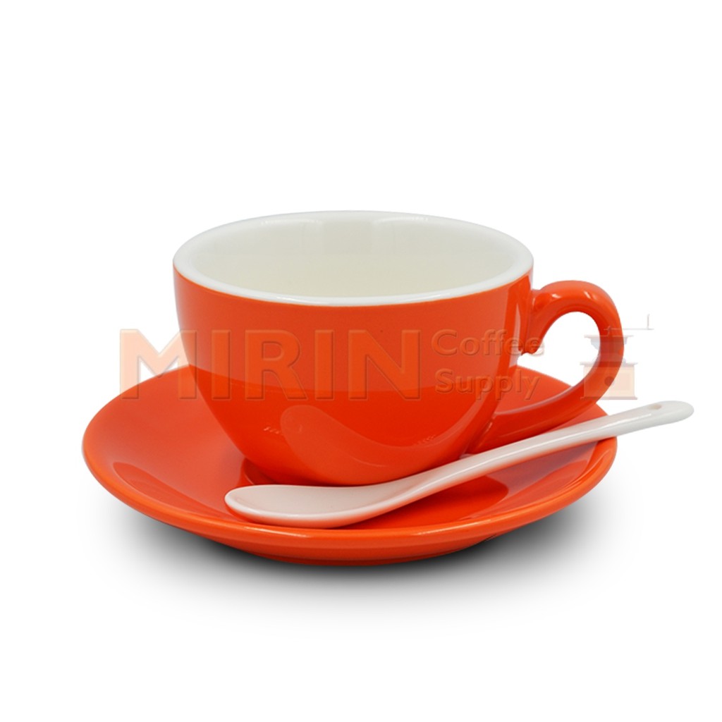 ถ้วยกาแฟเซรามิกพร้อมชุดจานรองและช้อน ถ้วยกาแฟคาปูชิโน่ ขนาด 200ml